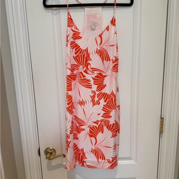 Orange and White Floral Tropical Resort Wear Dress J Crew - Picture 4 of 7